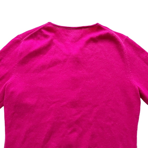 PECK & PECK 2 Ply Cashmere Cardigan Sweater Gem Buttons Satin Collar Sz M Clean! - Picture 7 of 12